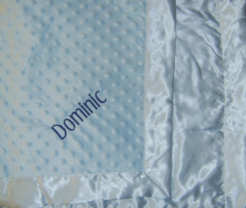 Personalized Blue Minky Baby Blanket