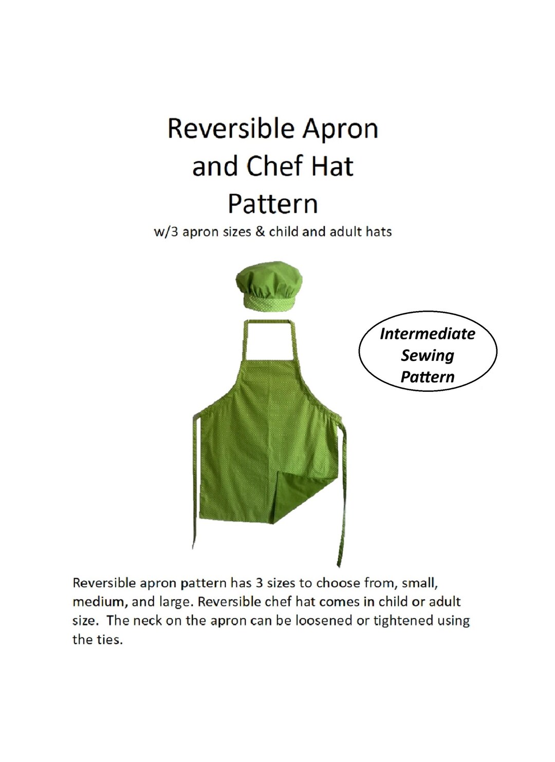 Reversible Apron and Chef Hat Pattern - Etsy