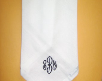 Personalized Embroidered Monogrammed White Cloth Dinner Napkin
