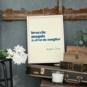 Affiche Bonjour Corse - Brocciu, Maquis & Civet Sanglier - Impression numérique