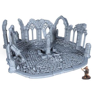 Fantasy Ruined Town Center | 3D Printed Terrain for D&D, Frostgrave, Mordheim, 28mm Wargames
