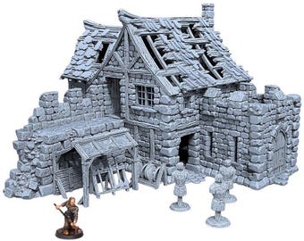 Campo de entrenamiento en ruinas / Terreno impreso en 3D para juegos de rol de mesa, Dungeons & Dragons y Pathfinder