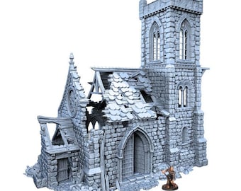 Fantasy Ruined Temple with Modular Tower | 3D Printed Terrain