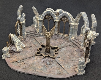 Fantasy Ruined Town Center | 3D Printed Terrain for Tabletop Games