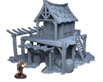 Fantasy Ruined Storehouse | 3D Printed Terrain for 28mm Skirmish Games