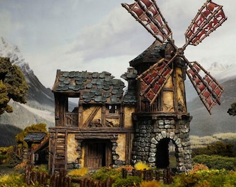 Working Ruined Windmill | 3D Printed Terrain for D&D, Frostgrave, Mordheim, and Tabletop Scenery