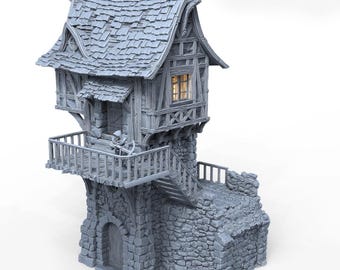 Fantasy Guard Tower Terrain | 28mm DnD Watchtower Building for RPG & Wargames