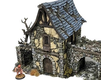 Ruined Manor House Terrain | Fantasy Noble Estate Ruins for D&D, RPG, 28mm Wargames