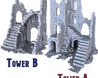 Stone Tower Ruins | 3D Printed Terrain for D&D, Mordheim, Pathfinder, 28mm Skirmish Games