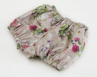 baby girl clothes baby cake smash outfit diaper cover nappy cover blue rose print baby bloomers Floral bloomers Floral bloomers