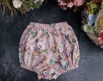 baby girl clothes baby cake smash outfit diaper cover nappy cover blue rose print baby bloomers Floral bloomers Floral bloomers