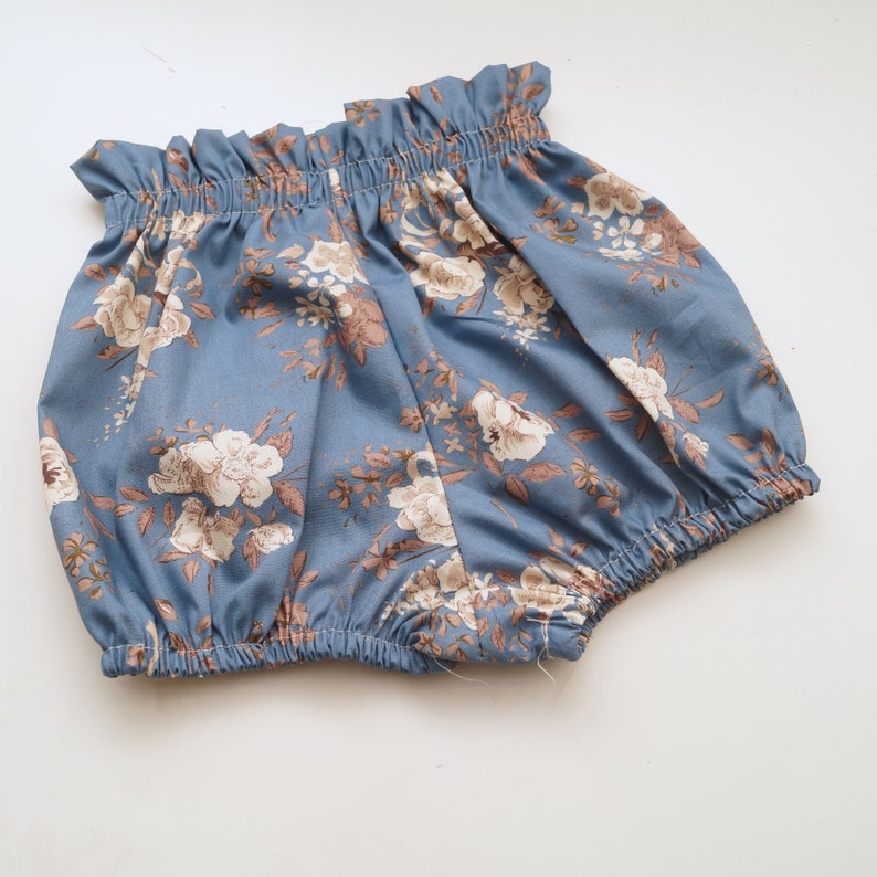 baby girl clothes Blue floral baby bloomers paper bag waist Baby bloomers cake smash outfit girl