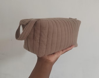 Make up bag brown cosmetic pouch wash bag
