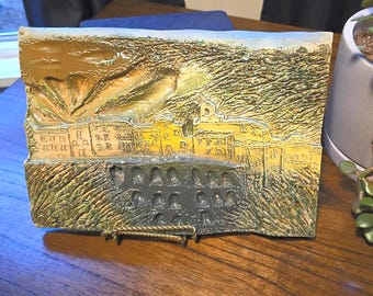 Handmade 3D Village Art Shelf Plaque