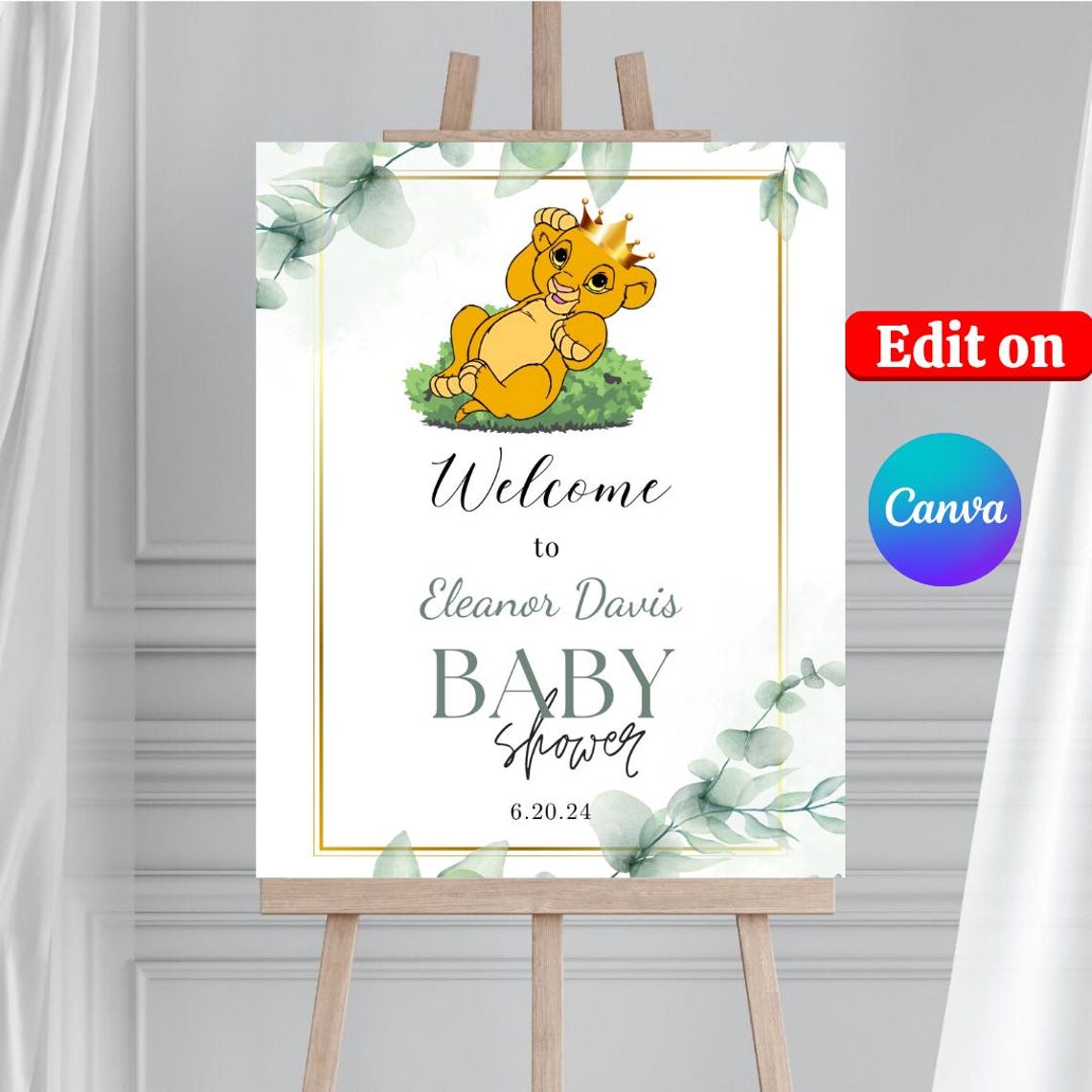 Simba Baby Shower Welcome Sign Lion Baby Shower Welcome Sign Safari ...