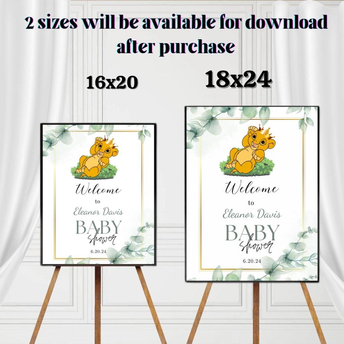 Simba Baby Shower Welcome Sign Lion Baby Shower Welcome Sign Safari ...
