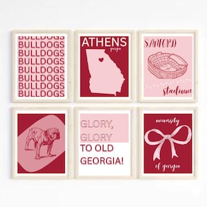 University of Georgia Prints: Customizable Dorm Decor (Digital Download Set of 6)