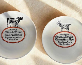 Set of 2 - Vintage Porcelaine d’Auteuil Paris – Cow & Goat Design