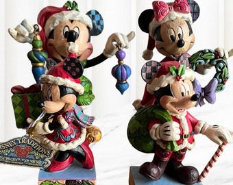Jim Shore Disney Traditions Christmas Figurines – Mickey & Minnie, Set of 4