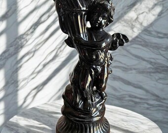 11 zoll MCM Vintage Schwarze Keramik Cherub Pflanzer