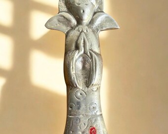 7.25” México Cast Aluminum Angel • Hecho en México • Vintage Folk Art