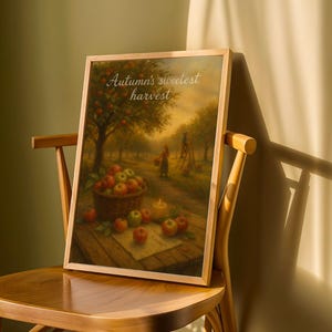 Apple Orchard Days Print – Rustic Fall Harvest Wall Art, Apple Picking Farmhouse Decor, Autumn Digital Download