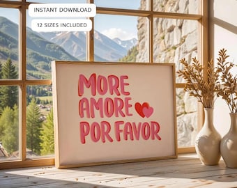More Amore Por Favor Printable Wall Art | Valentine’s Day Love Poster | Romantic Quote Art | Cute Love Decor | Digital Download
