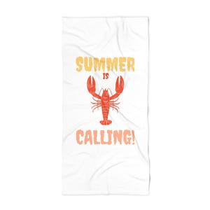 Summer Is Calling Beach Towel – Retro Summer Towel, Vacation Towel, Lightweight Pool Towel, Beach Vibes Gift, Colorful Coastal Towel