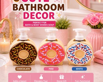 Donut Soap Holder | Bath & Body Works Foaming Soap Holder | Cute Pink Bathroom Decor | Kitchen Sink Accessory | Donut Lover Gift