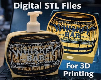 Dispensador de jabón en forma de barril de whisky (archivo STL para impresión 3D) / Decoración rústica para baño
