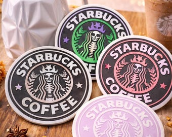 Posavasos de esqueleto impresos en 3D / Decoración de cafetería de Halloween espeluznante / Posavasos góticos / Decoración de cocina de esqueleto divertido