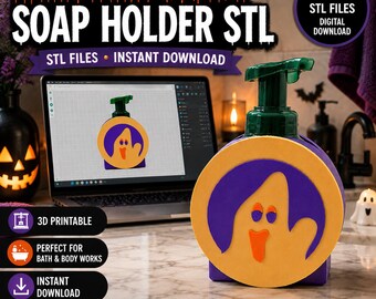 Ghost Cookie Soap Holder STL | Halloween Foaming Soap Cover | Bath & Body Works Soap Holder | Retro Halloween Digital Download