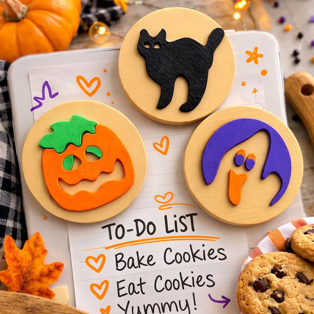 3D Printed Retro Halloween Cookie Magnets | Spooky Fridge Magnets ...