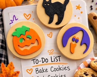 Imanes de galletas de Halloween retro impresos en 3D / Imanes de nevera espeluznantes / Decoración de cocina de estilo vintage / Bonita decoración de Halloween para el refrigerador