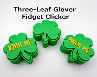 Fidget Clicker de Trébol de Tres Hojas Impreso en 3D / Regalo Sensorial para el Día de San Patricio