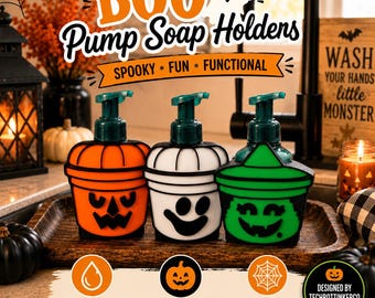 Halloween Soap Holder | Bath & Body Works Foaming Soap Pump Cover | Boo Bucket Soap Holder | Pumpkin Ghost Witch Kitchen Bathroom Decor