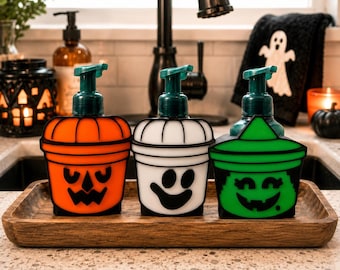 Halloween Soap Holder for Bath & Body Works | Boo Bucket Soap Pump Cover | Pumpkin Ghost Witch Sink Decor | 3D Printed