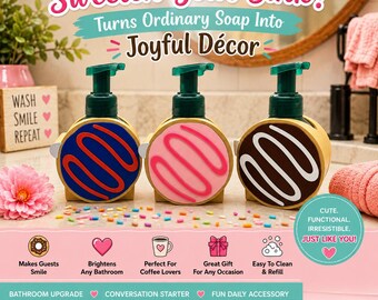 Donut Soap Dispenser Holder | Fits Bath & Body Works Foaming Soap | Cute Bathroom Decor | Coffee Bar Decor | Gift for Donut Lovers