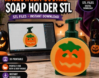 Halloween Pumpkin Cookie Soap Holder STL | Retro Halloween Foaming Soap Cover | Bath & Body Works Soap Holder Digital Download