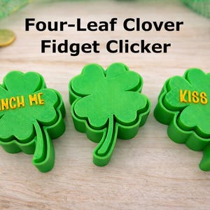 Fidget Clicker a forma di quadrifoglio fortunato – Giocattolo a forma di trifoglio stampato in 3D / Idea regalo per San Patrizio