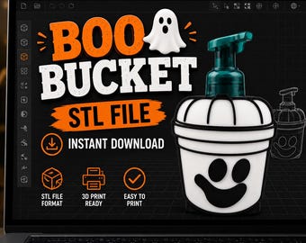 Ghost Boo Bucket Soap Holder STL File | Halloween Soap Cover | Bath & Body Works Style Holder | Instant Digital Download