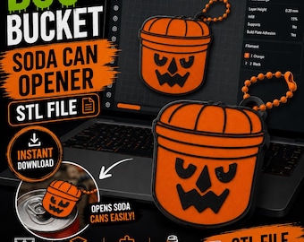 Goblin Boo Bucket Soda Can Opener STL | Halloween Can Tab Opener Keychain | 3D Printable STL File | Instant Digital Download