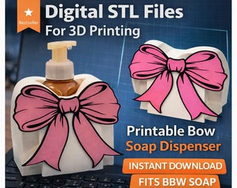 Bow Soap Dispenser Holder STL File | Cute Coquette Bow Organizer | Bath & Body Works Soap Holder | Digital Download