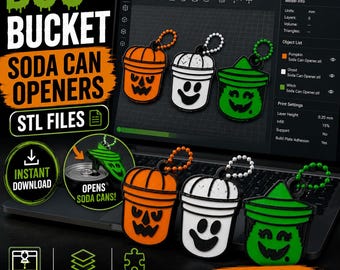 Halloween Boo Bucket Soda Can Opener STL Bundle | Ghost Goblin Witch Can Opener | Instant 3D Print Digital Download