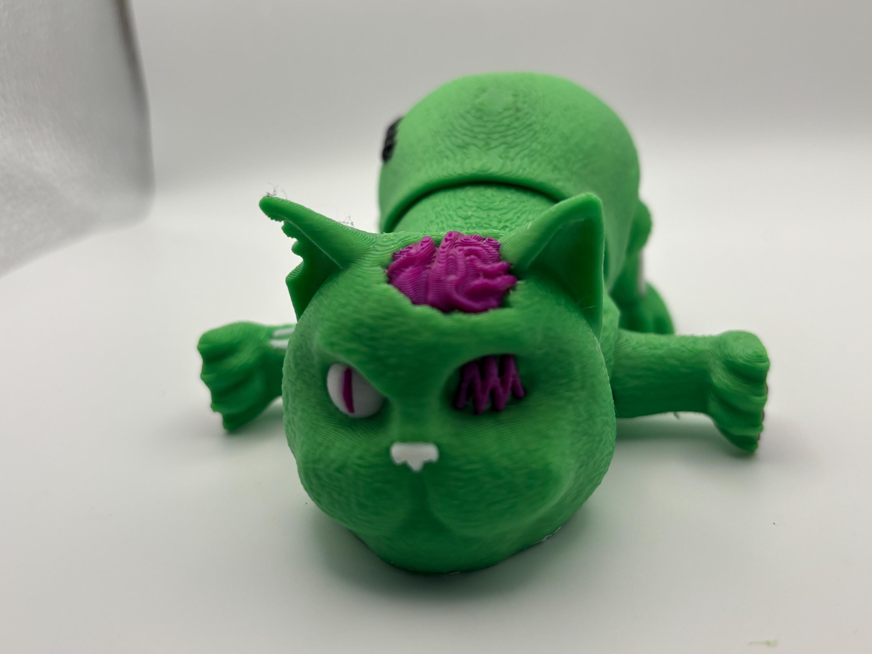 3D Printed Articulating Zombie Cat – Flexible Poseable Cat Toy – Creepy ...