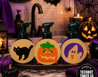 Halloween Cookie Soap Holder | Bath & Body Works Soap Holder | Black Cat Pumpkin Ghost Soap Pump Cover | Halloween Bathroom Kitchen Decor