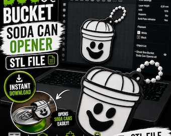 Ghost Boo Bucket Soda Can Opener STL | Halloween Can Tab Opener Keychain | Ghost 3D Printable STL File | Instant Digital Download