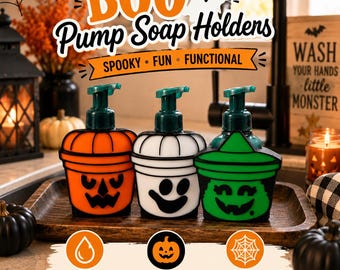 Halloween Boo Bucket Soap Holder | Bath & Body Works Foaming Soap Pump Cover | Pumpkin Ghost Witch Bathroom and Kitchen Decor