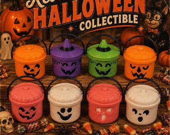 Mini cubo de dulces de Halloween / Bandeja escalonada decorativa / Recuerdos para fiestas de Halloween / Artículo retro de colección de Halloween / Decoración para cubos de dulces