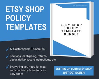Etsy Shop Policies Templates, PDF, Customizable Policy Templates for Digital, Printables, Vintage, Handmade, Sellers, Etsy Seller Resource